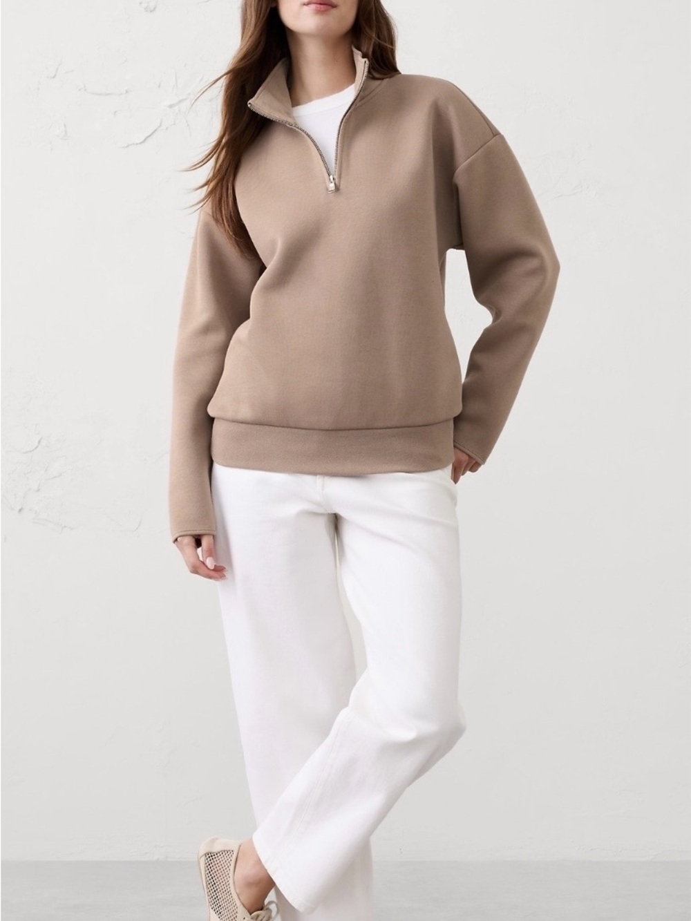 Banana Republic Taupe Half-Zip Pullover